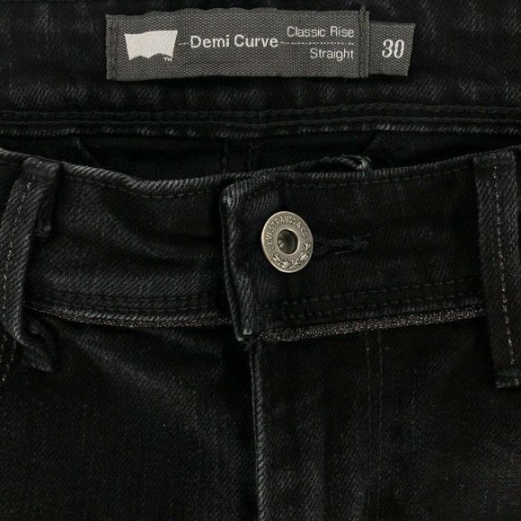 Levis Womens Jeans Black 30 Straight Demi Curve Denim Stretch Classic Rise Adult - Picture 11 of 12
